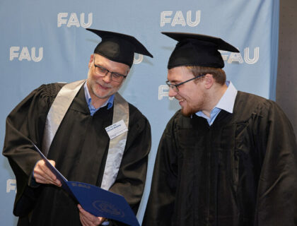 The highlight of the graduation ceremony is the presentation of the congratulatory letters, which are presented to the graduates personally by the professors of the departments.