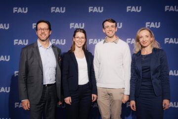 Prof. Matthias Fifka, special representative for sustainability at FAU, Dr. Stefanie Brückner, Matthias Tobler und Prof. Kathrin Castiglione.